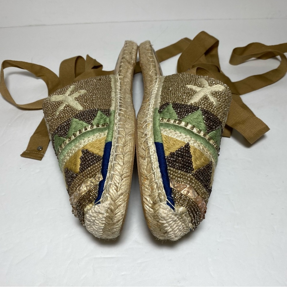 Sam Edelman Karolyn Multicolor Beaded Ankle Ribbon Tie Espadrille Sandals Size 9 - Picture 10 of 16